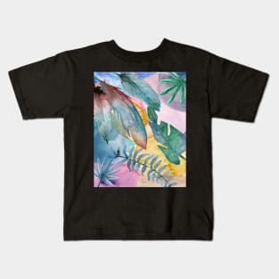 Colorful Watercolor Plants Pattern Kids T-Shirt